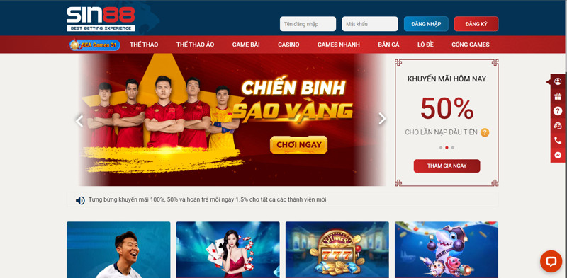 Sảnh cá độ hấp dẫn bet thủ gọi tên Cá cược thể thao Sin88