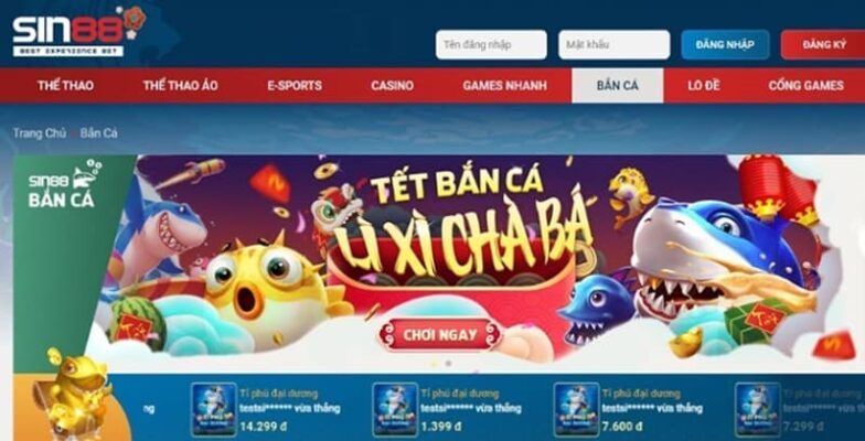 Siêu phẩm bắn cá hot nhất nhì tại cổng game Sin88